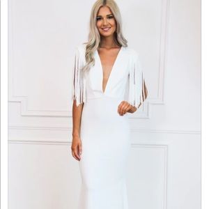 Take me to Nashville white fringe maxi dress